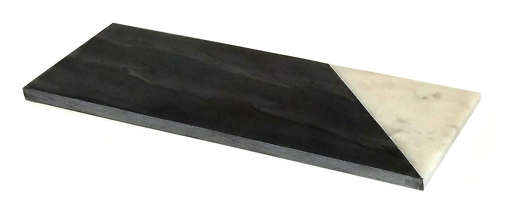Mountain Woods 12 x 6 Genuine French Black and White  Marble Stone Cheese/ Cutting Board