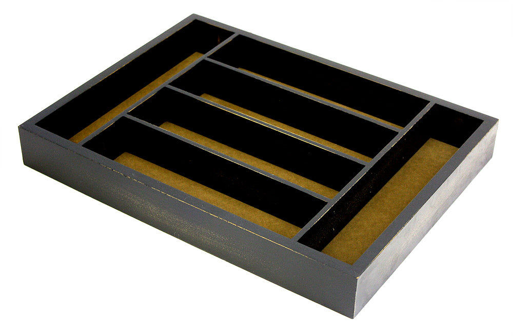 Mountain Woods Brown Felt 6 Compartment Premium Hardwood Organizer Tray 1