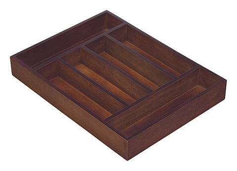 Mountain Woods Walnut Finish 6 Compartment Utensil / Silverware Organizer Tray