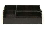 Mountain Woods Extra Large 3 Section Vintage Style Espresso Brown Mango Wood Organizer Tray/Caddy w/ Metal Handles 2
