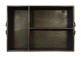 Mountain Woods Extra Large 3 Section Vintage Style Espresso Brown Mango Wood Organizer Tray/Caddy w/ Metal Handles 3