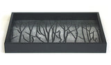 Mountain Woods Black Tree Line Luxury Wooden Serving Tray w/ Brushed Aluminum Accents 2