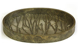Mountain Woods Golden Tree Line Luxury Oval Wooden Serving Tray w/ Brushed Aluminum Accents 2