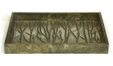 Mountain Woods Golden Tree Line Luxury Wooden Serving Tray w/ Brushed Aluminum Accents 2