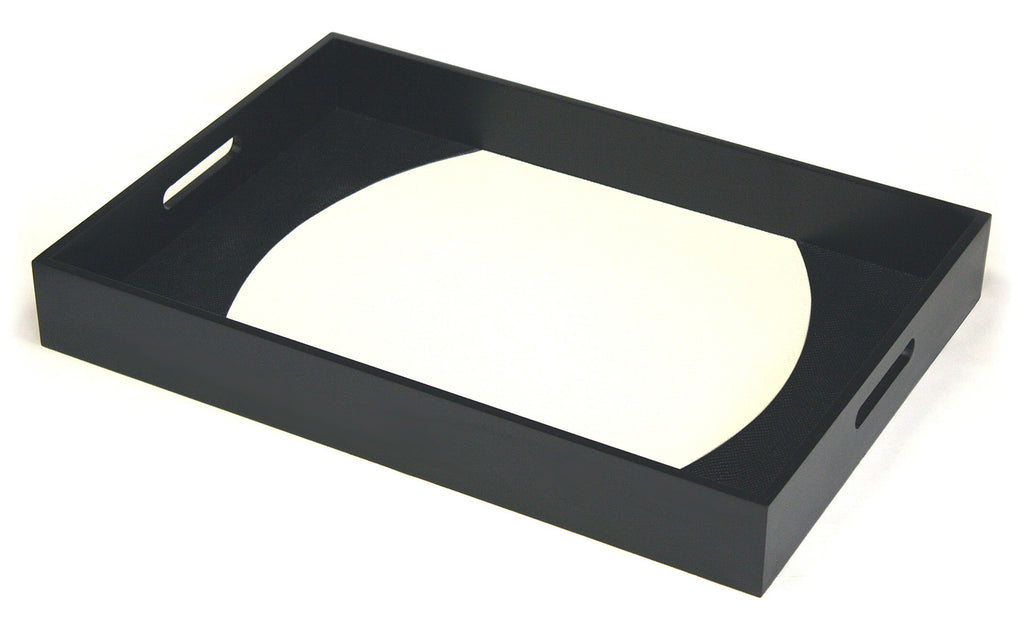 Mountain Woods Black and White Zuma Leatherette Two Tone Serving Tray - 23"