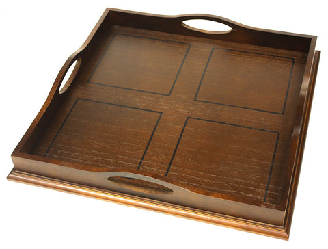 Wooden Serving Tray Large With Handle & 4 Wooden Coasters Ottoman