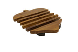 Handmade Adorable Pear Teak Wood Trivet for Hot Dishes, Pot Pan or Tea Pot Holder, Approximately 8.5”X 7”