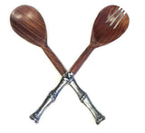 Mountain Woods Sheesham Elegant Utensil Set of 2 with Cast Aluminum Bamboo Design Handle