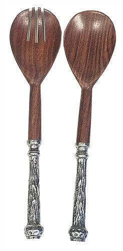 Mountain Woods Set of 2  Sheesham Elegant Utensil with Cast Aluminum Antler Design Handle 1