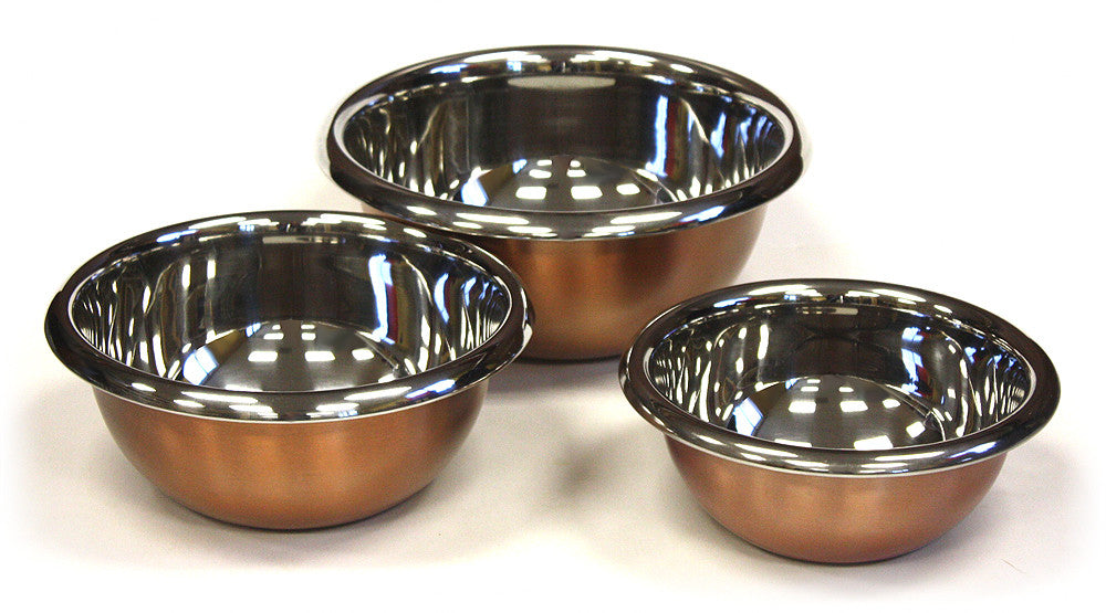 Zuccor 3 Piece Premium Stainless Steel with Copper Plated Exterior Mixing  Bowl Set - 12.5