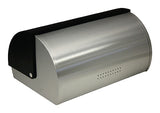 ZUCCOR Genoa Brushed Stainless Steel Bread Box / Storage Box w/ Black Polystyrene Front Cover