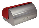ZUCCOR Genoa Brushed Stainless Steel Bread Box / Storage Box w/ Red Polystyrene Front Cover
