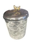 Zuccor Set of 4 Hand-Textured Stainless Steel Canisters W/ Brass Butterfly Ornament