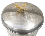 Zuccor Set of 4 Hand-Textured Stainless Steel Canisters W/ Brass Butterfly Ornament