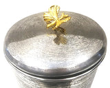 Zuccor Set of 4 Hand-Textured Stainless Steel Canisters W/ Brass Butterfly Ornament