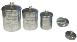 Zuccor Set of 4 Hand-Textured Stainless Steel Canisters W/ Brass Rooster Ornament