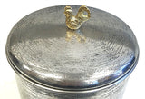 Zuccor Set of 4 Hand-Textured Stainless Steel Canisters W/ Brass Rooster Ornament