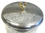 Zuccor Set of 4 Hand-Textured Stainless Steel Canisters W/ Brass Rooster Ornament