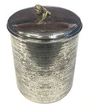 Zuccor Set of 4 Hand-Textured Stainless Steel Canisters W/ Brass Tulip Ornament