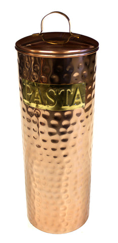 Stainless Steel With Hammered Copper Plated Pasta Canister