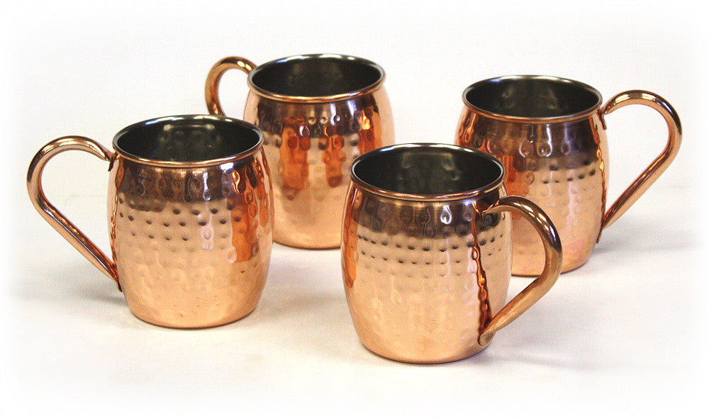 4 Piece Hammered Stainless Copper Moscow Mule Mug Set