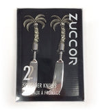 Zuccor 2 Piece Palm Tree Polished Metal Luxury Gourmet Cheese Spreader Knives 4