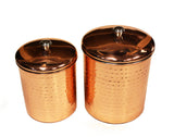 4 Piece Premium Stainless Steel w/ Hammered Copper Plated Exterior Canister Set by ZUCCOR