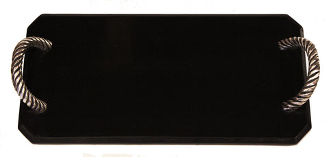 Handmade Organic Marble / Black Granite server board with Metal Handle, 18”X9”