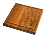 Mountain Woods Brown Solid Teak Wood Cutting Board w/Juice Groove | Butcher Block | Wood Chopping Board | Carving Meat, Vegetables, Fruits - 10" x 10" x 1"