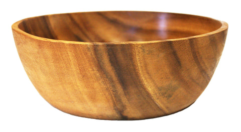 Mountain Woods Dark Brown Round Artisan Acacia Wood Serving Bowl - 11"