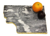 Handmade Organic Marble server board with Gold finished Chiseled Edge, 12”X8.5”