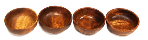 Mountain Woods Set of 4 Dark Brown Round Artisan Acacia Wooden Bowl - 4" Each