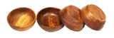 Mountain Woods Set of 4 Dark Brown Round Artisan Acacia Wooden Bowl - 4" Each