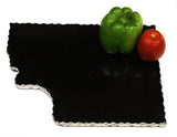 Handmade Organic Marble / Black Granite server board with Silver finished Chiseled Edge, 12”X8.5”