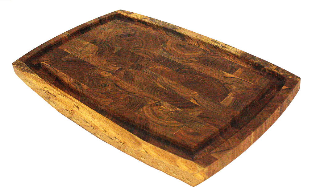Mountain Woods Brown Extra Large Organic End-Grain Hardwood Acacia Cutting Board with Juice Groove - 20"
