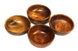 Mountain Woods Set of 4 Dark Brown Round Artisan Acacia Wooden Bowl - 4" Each