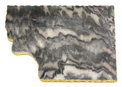 Handmade Organic Marble server board with Gold finished Chiseled Edge, 12”X8.5”