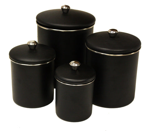 Canister Sets for Kitchen Counter - Matte Black Kitchen Decor and