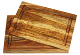 Mountain Woods Brown Large Organic Edge-Grain Hardwood Acacia Cutting Board with Juice Groove - 17.25"