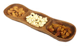 Mountain Woods Dark Brown 3 Compartment Acacia Wood Tamarind Snack Serving Tray - 12.5"