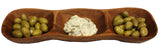 Mountain Woods Dark Brown 3 Compartment Acacia Wood Tamarind Snack Serving Tray - 12.5"